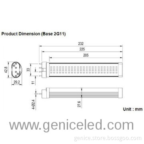 AC100-240V 3 years warranty 9W 2G11  tubes